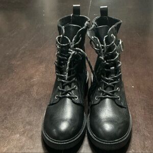 BareTraps Black Lace-Up Combat Boots